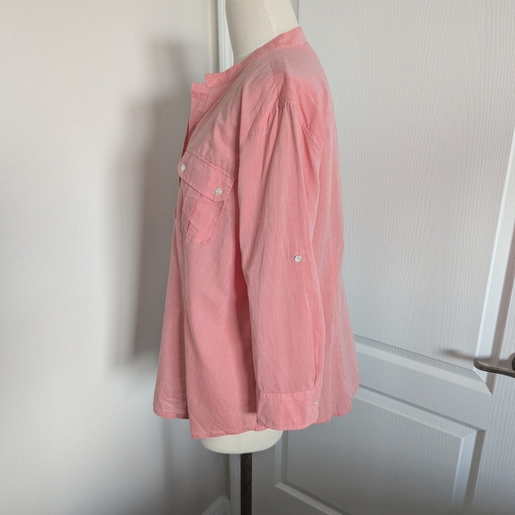 Talbots Red Heathered Cotton Henley - Picture 2 of 5